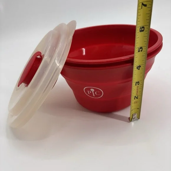 Pampered Chef Microwave Popcorn Popper Silicone Collapsible Bowl w/Lid - Picture 6 of 8